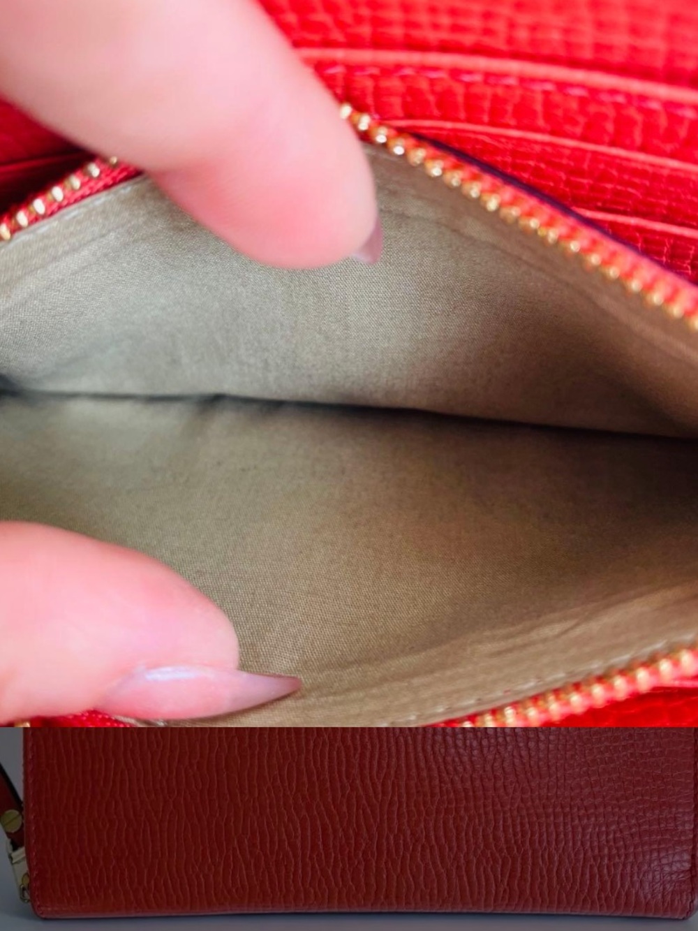 Chloe Red Zip-Around Bow Wallet - Picture 6 of 8